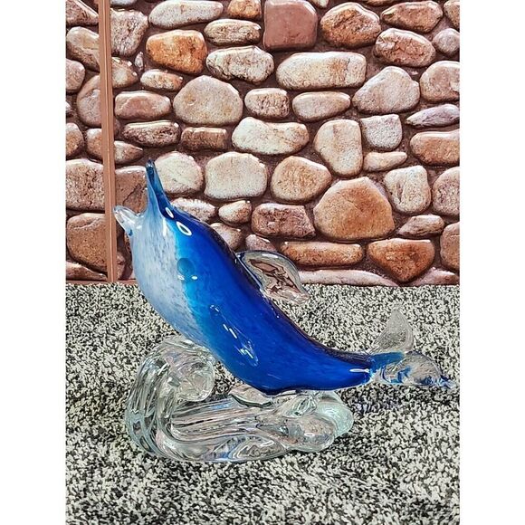 SDS Seapoot Group Blue Dolphin Art Glass - Picture 1 of 6